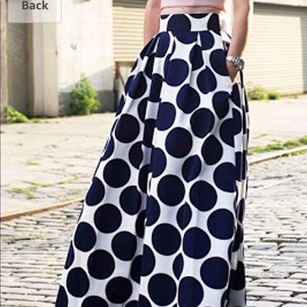 Full length high waisted pleated skirt.